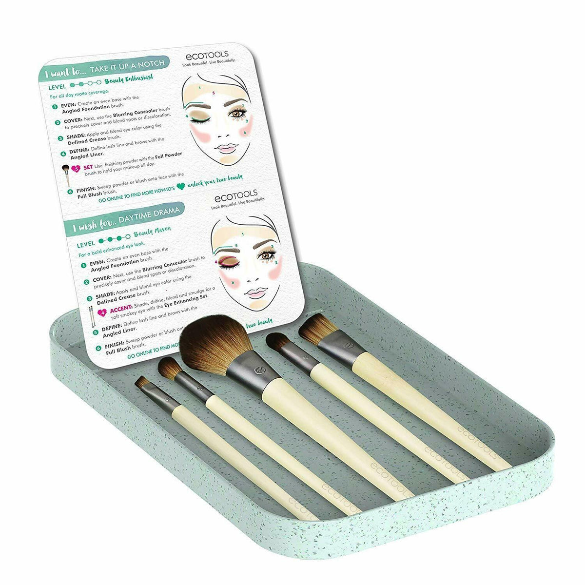 Ecotools Start The Day Kit 5 Brush Set #1606 Bamboo Handles New and Sealed