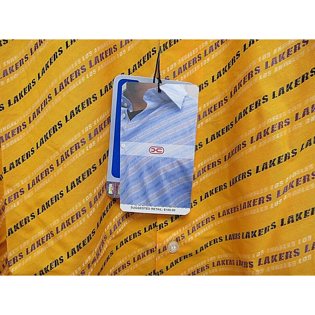 NBA Los Angeles Lakers Gold Button Up Dress Shirt by Headmaster Designer Label Size L