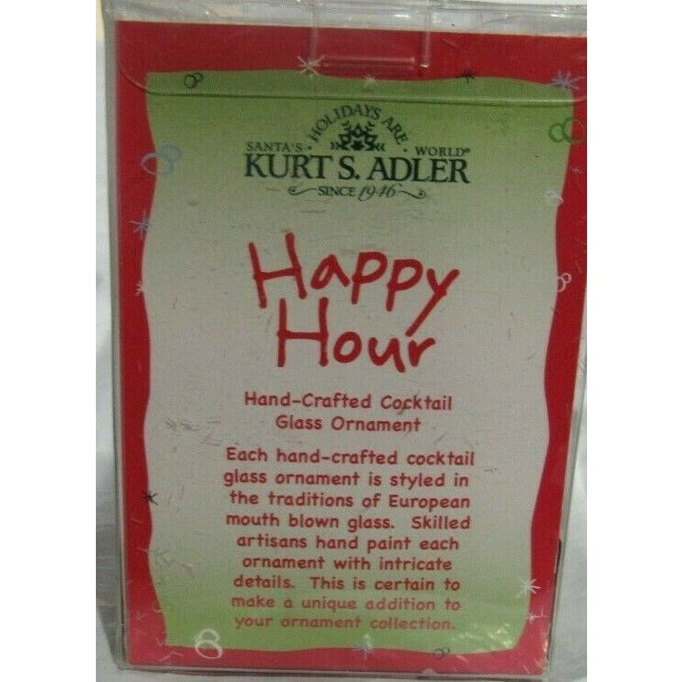 Happy Hour Hand-Crafted Cocktail 2.75" Glass Ornament by Kurt S. Adler