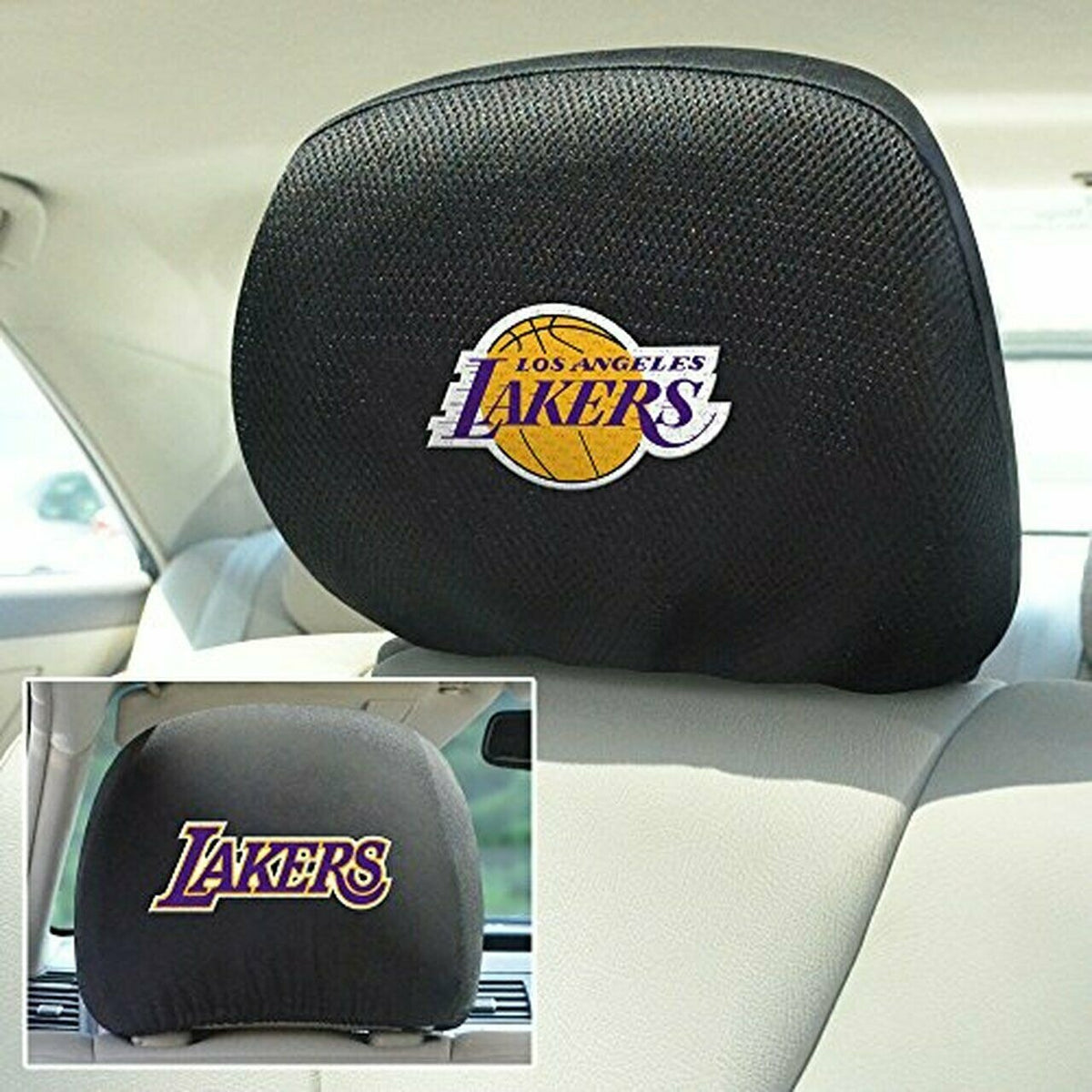 NBA Los Angeles Lakers Head Rest Cover Double Side Embroidered Pair by Fanmats