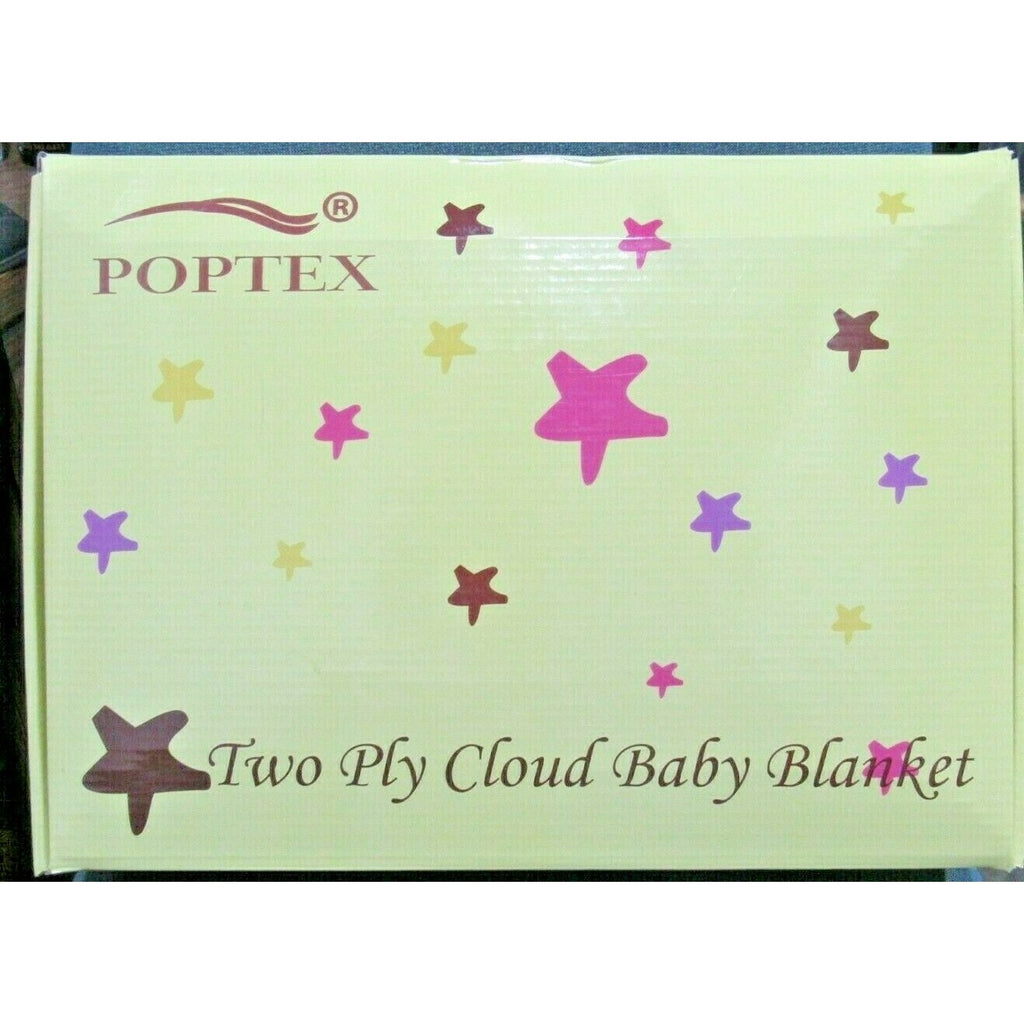 Girl w/Pink Bow Two Ply Cloud Baby Blanket Blue Background 54" by 39" by POPTEX