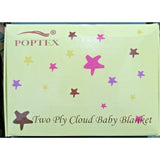 Girl w/Pink Bow Two Ply Cloud Baby Blanket Blue Background 54" by 39" by POPTEX