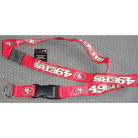 NFL San Francisco 49ers Logo on Red Lanyard Detachable Keyring 23"X3/4" Aminco