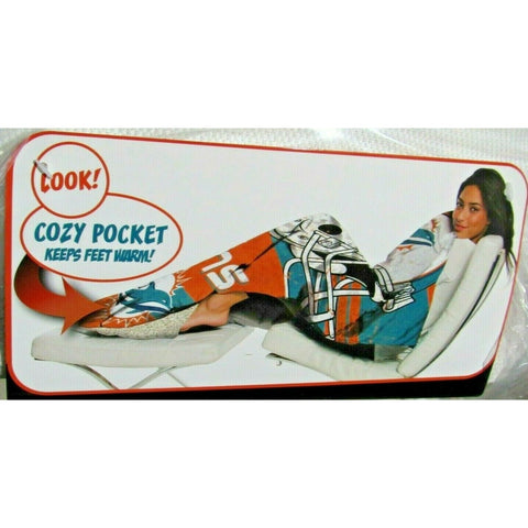 NFL Miami Dolphins Micro Raschel Sherpa Foot Pocket Throw Blanket 46" x 60"