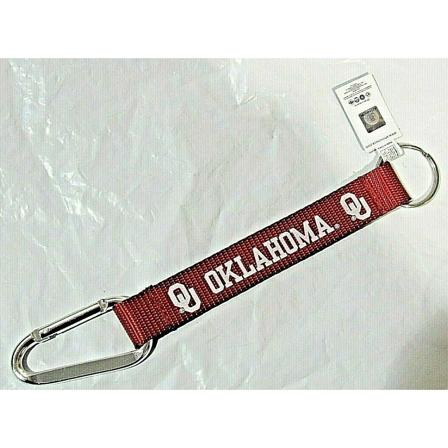 NCAA Oklahoma Sooners Wristlet Carabiner w/Key Ring 8.5" long by Aminco