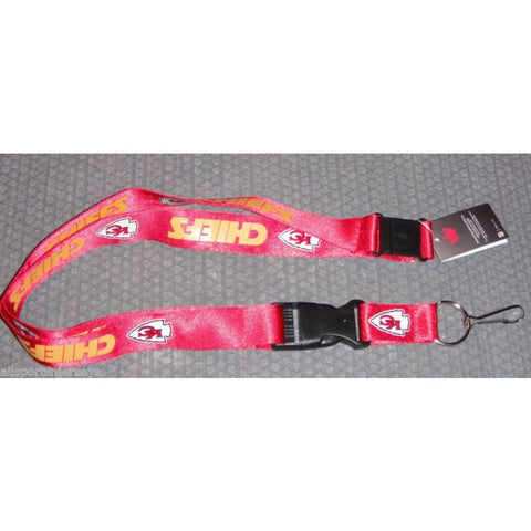 NFL Kansas City Chiefs on Red Lanyard Detachable Keyring 23"X3/4" Aminco