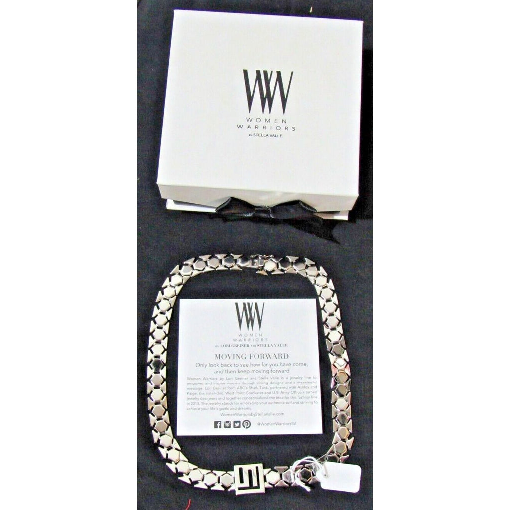 QVC Women Warrior by Stella Valle & Lori Greiner Silver Tone Logo 16" Necklace