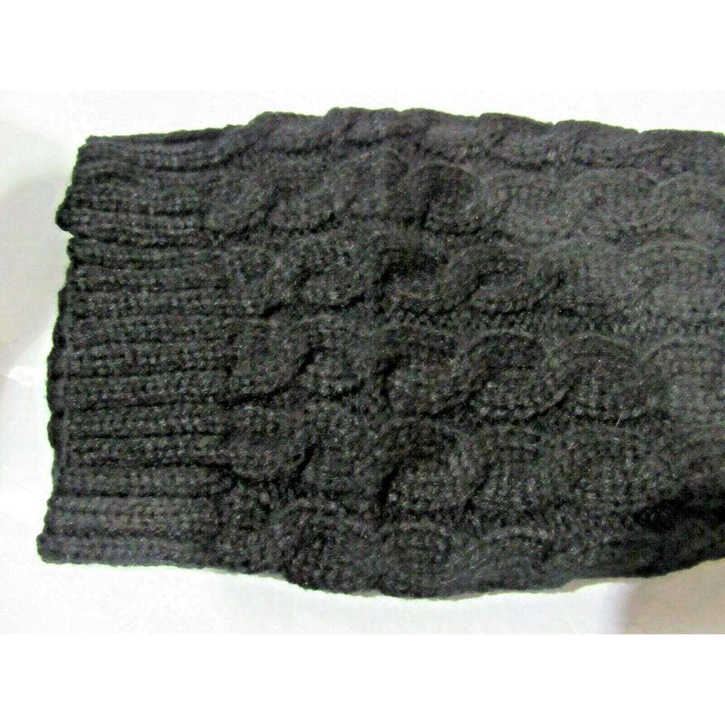 Simon Chang Black Knit Rope Pipping Knee High Leg Warmers OSFM 18" Long