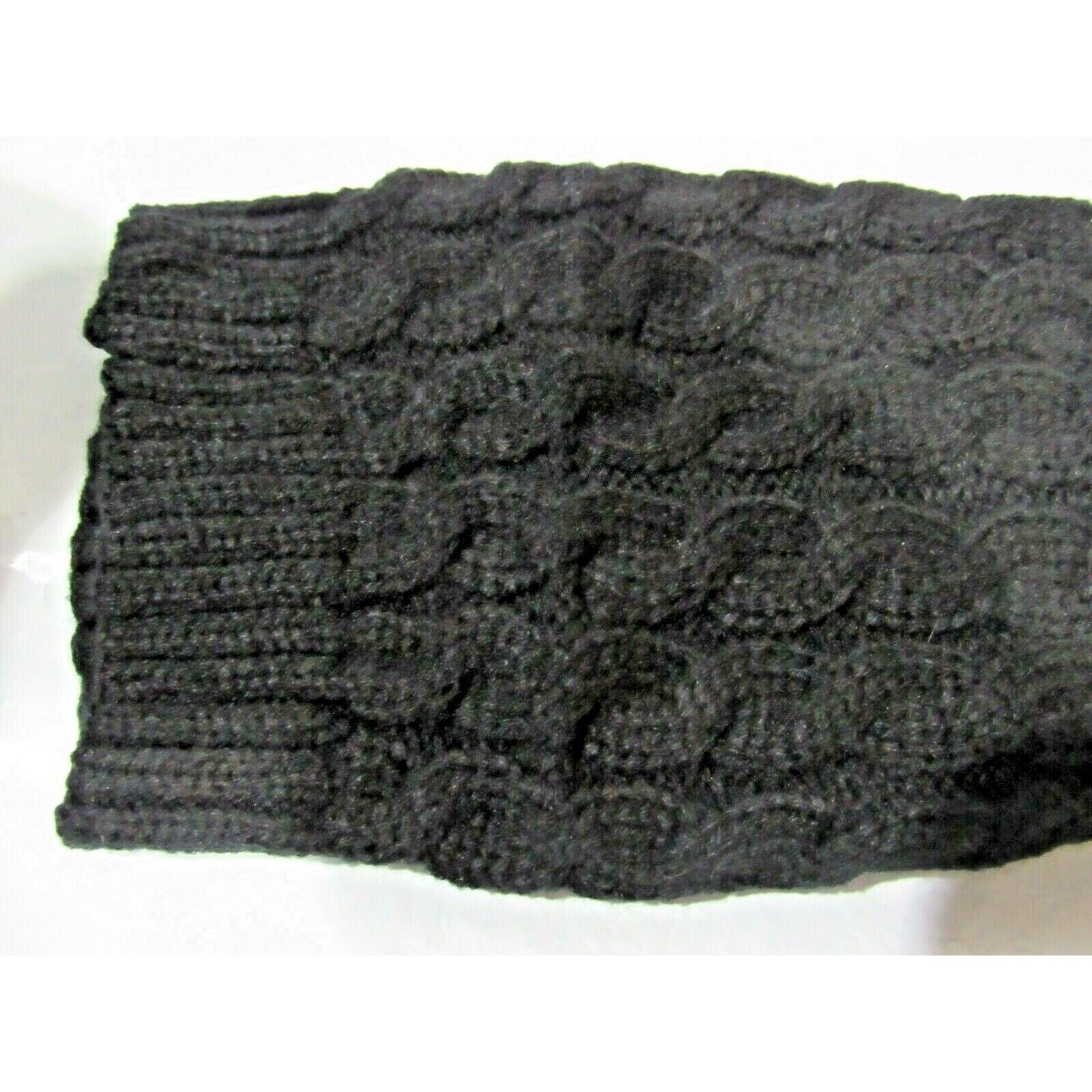 Simon Chang Black Knit Rope Pipping Knee High Leg Warmers OSFM 18" Long