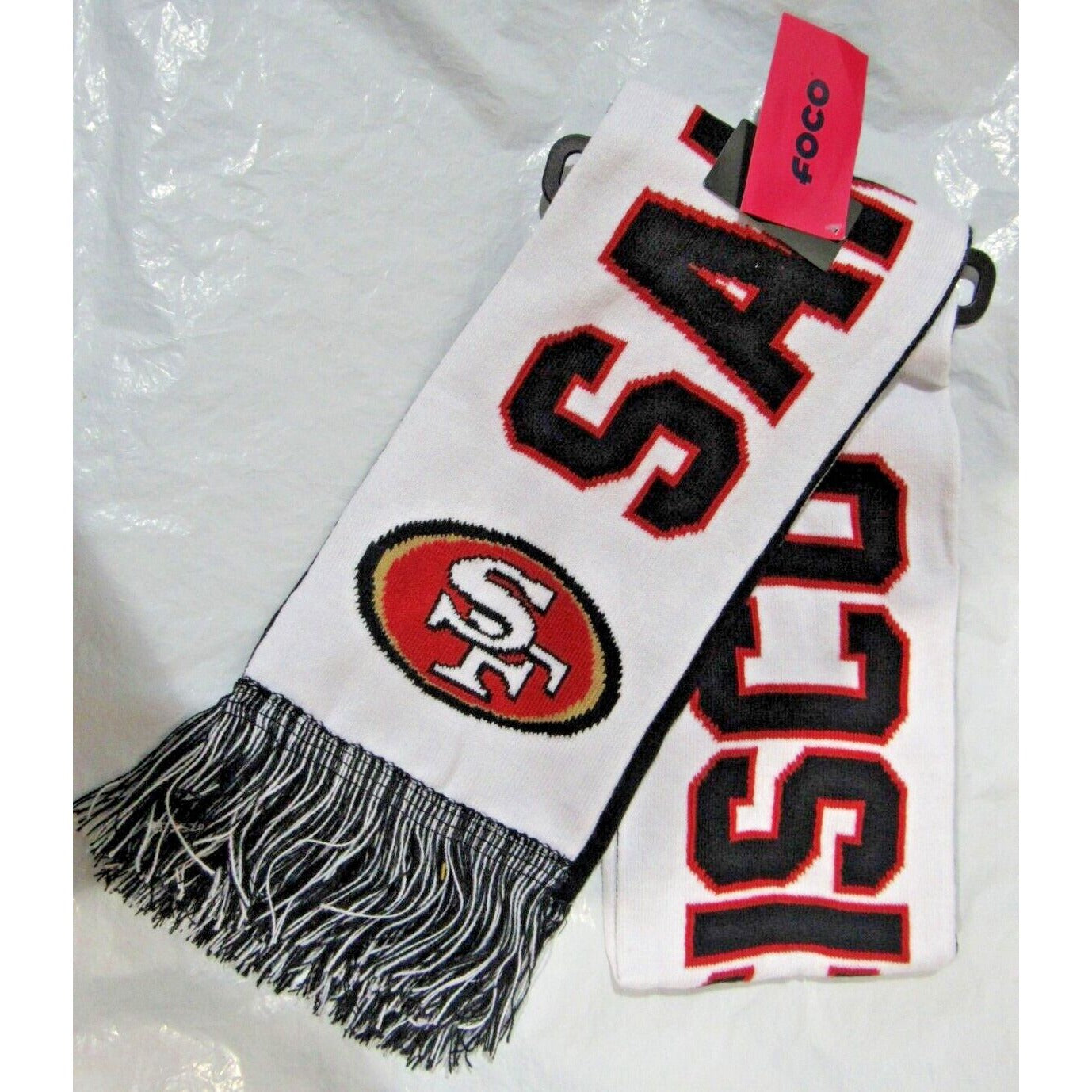 NBA Philadelphia 76ers Reversible Wordmark Scarf Black & White 64" by 7" by FOCO