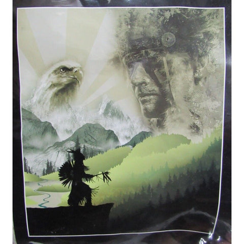 Mario Patino "Ancestral Spirit" Native American Mountains Eagle Plush Blanket Queen