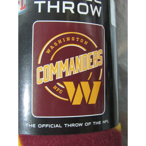 NFL Washington Commanders Rolled Fleece Blanket 50" by 60" Style Called Campaign