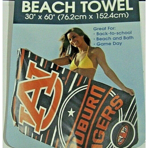 NCAA Auburn Tigers Beach Towel Vertical Logo Over Name 30" by 60" by WinCraft