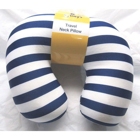 Bargain Buys Travel Neck Pillow Blue and White Striped