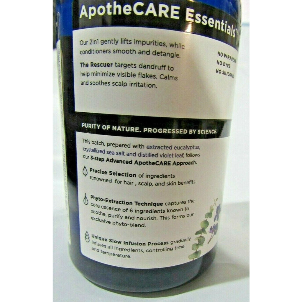 Lot of 4 ApotheCARE Essentials Anti-Dandruff Shampoo & Conditioner 2in1 Eucalyptus