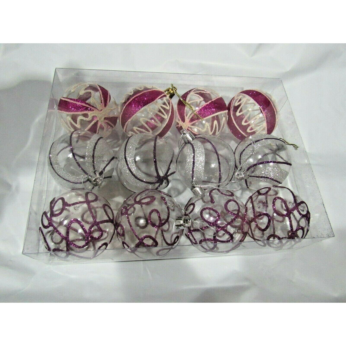 Hand Painted Shatterproof Christmas Ornaments 60mm/2.36″ 3 Finishes Set of 12