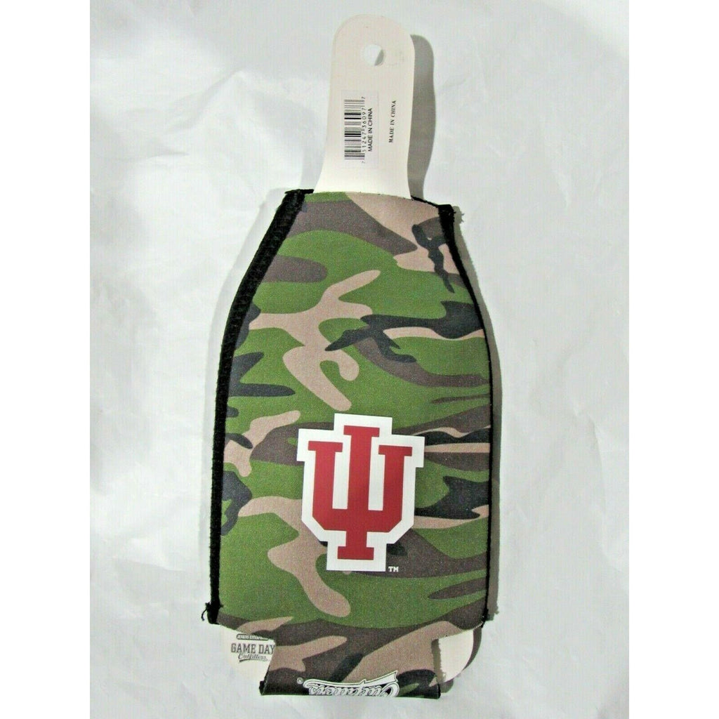 NCAA Indiana Hoosiers Logo on Camouflage Bottle Coolie by Game Day Outfitters