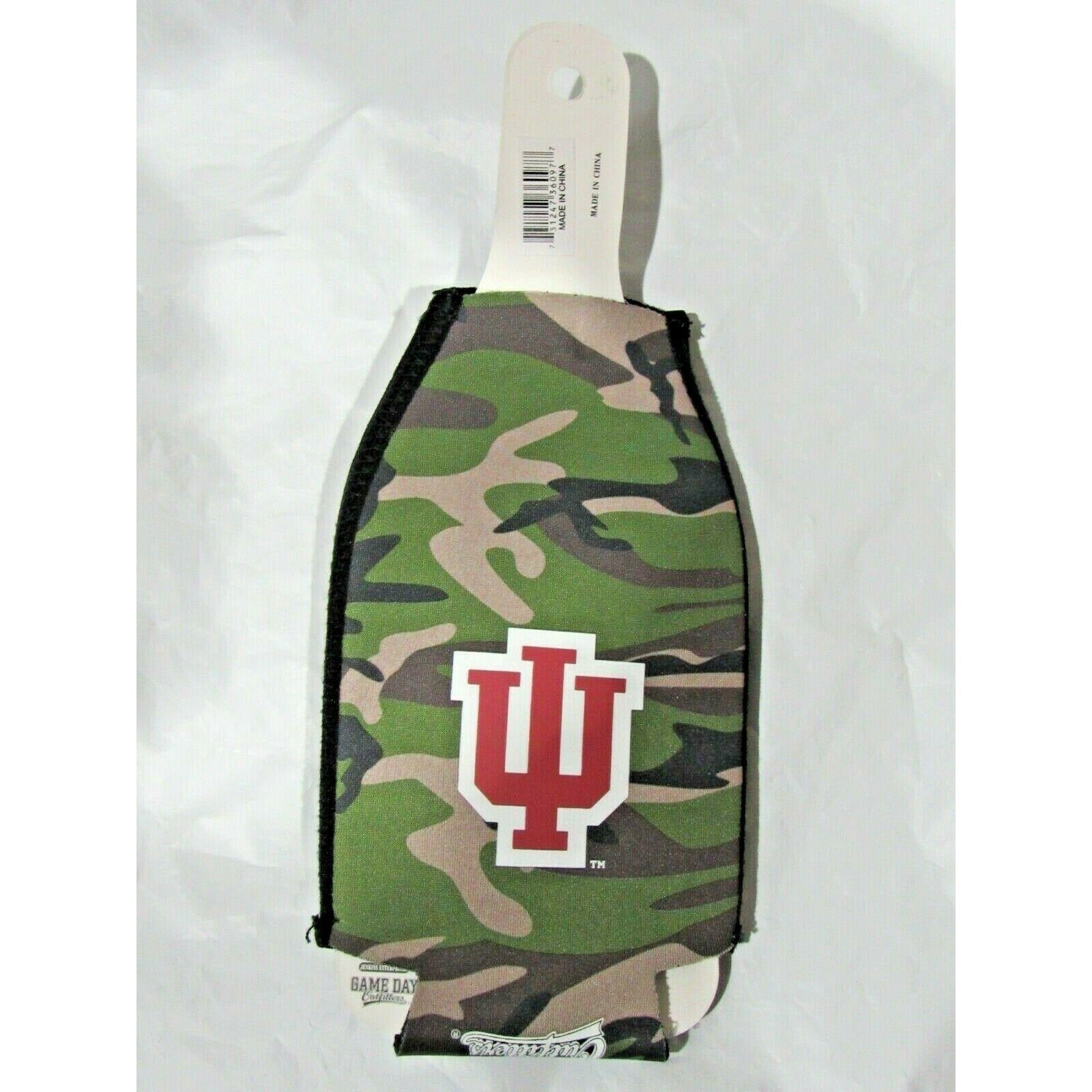 NCAA Indiana Hoosiers Logo on Camouflage Bottle Coolie by Game Day Outfitters