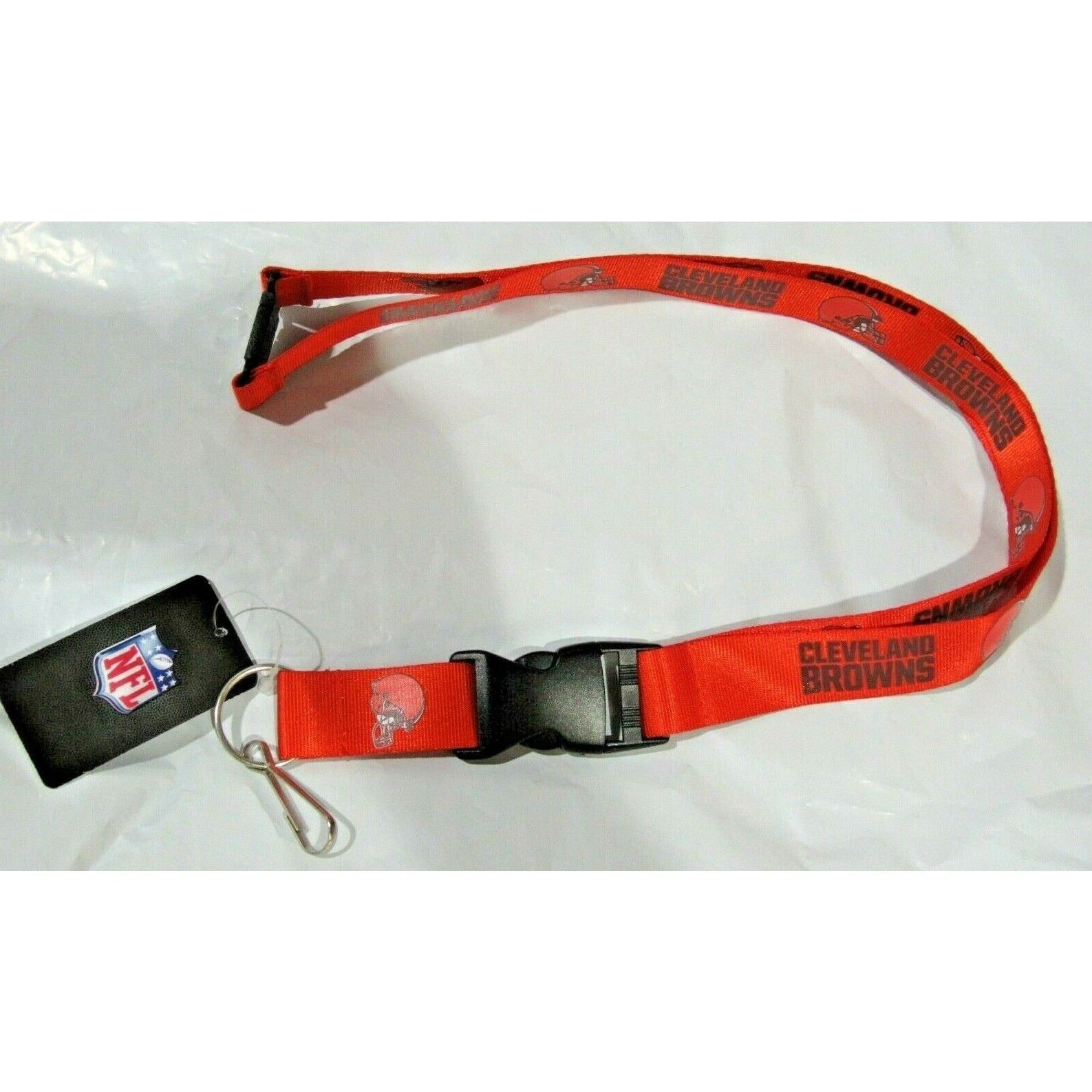 NFL Cleveland Browns Brown Lettering Orange Lanyard Keyring 23"X3/4" Aminco