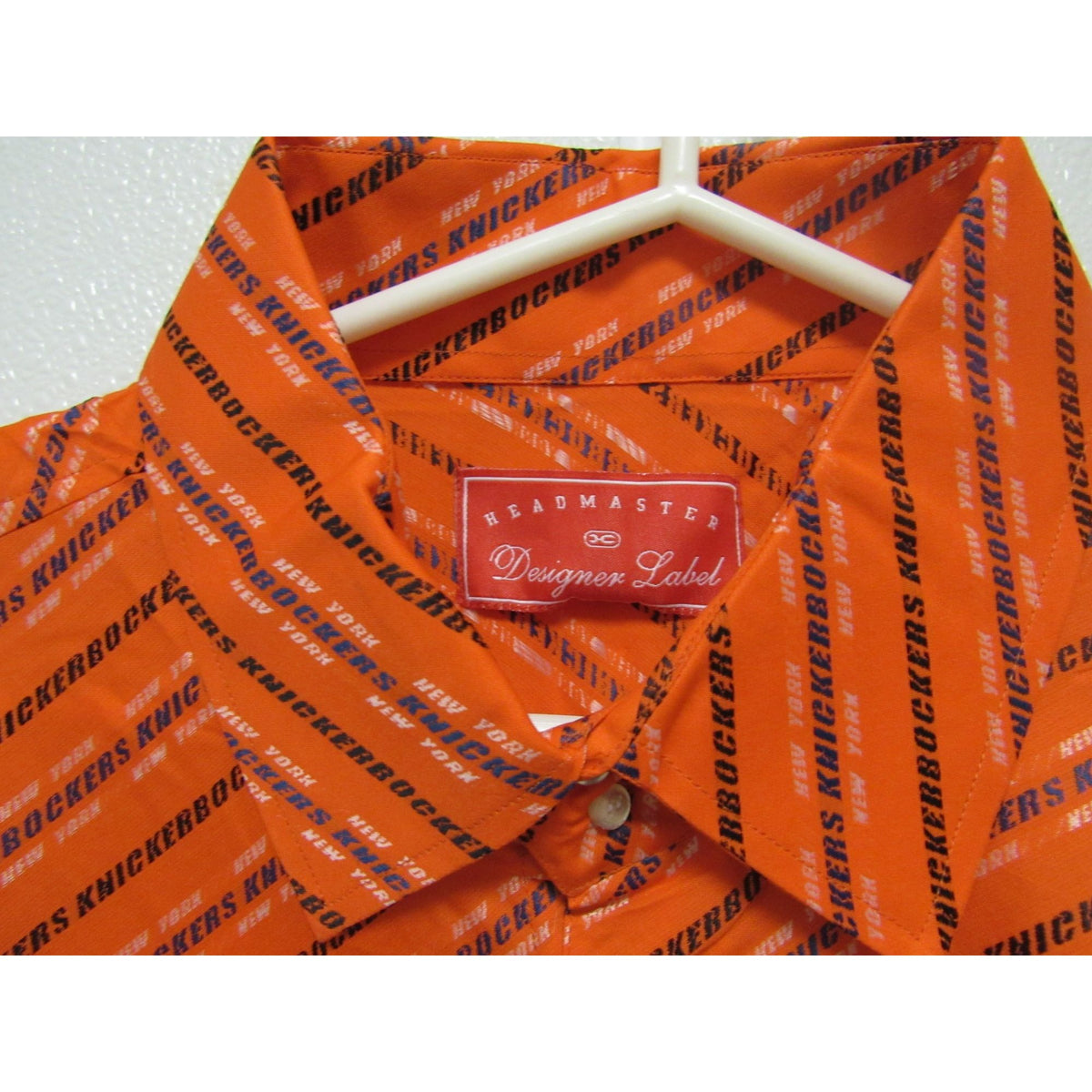 NBA York Knicks Orange Button Up Dress Shirt by Headmaster Designer Size 3XL