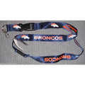 NFL Denver Broncos Logo Name Blue Lanyard Detachable Keyring 23"X3/4" Aminco