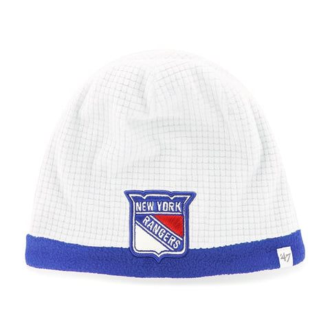 NHL New York Rangers Grid Fleece Beanie White '47 Brand Youth Hat
