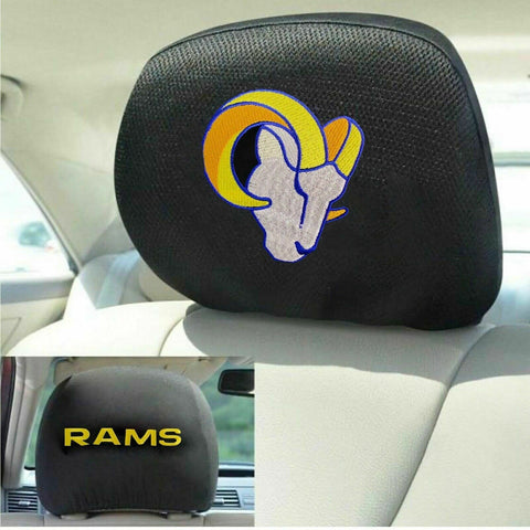 NFL Los Angeles Rams 1 Pair Headrest Cover Two Side Embroidered Fanmats