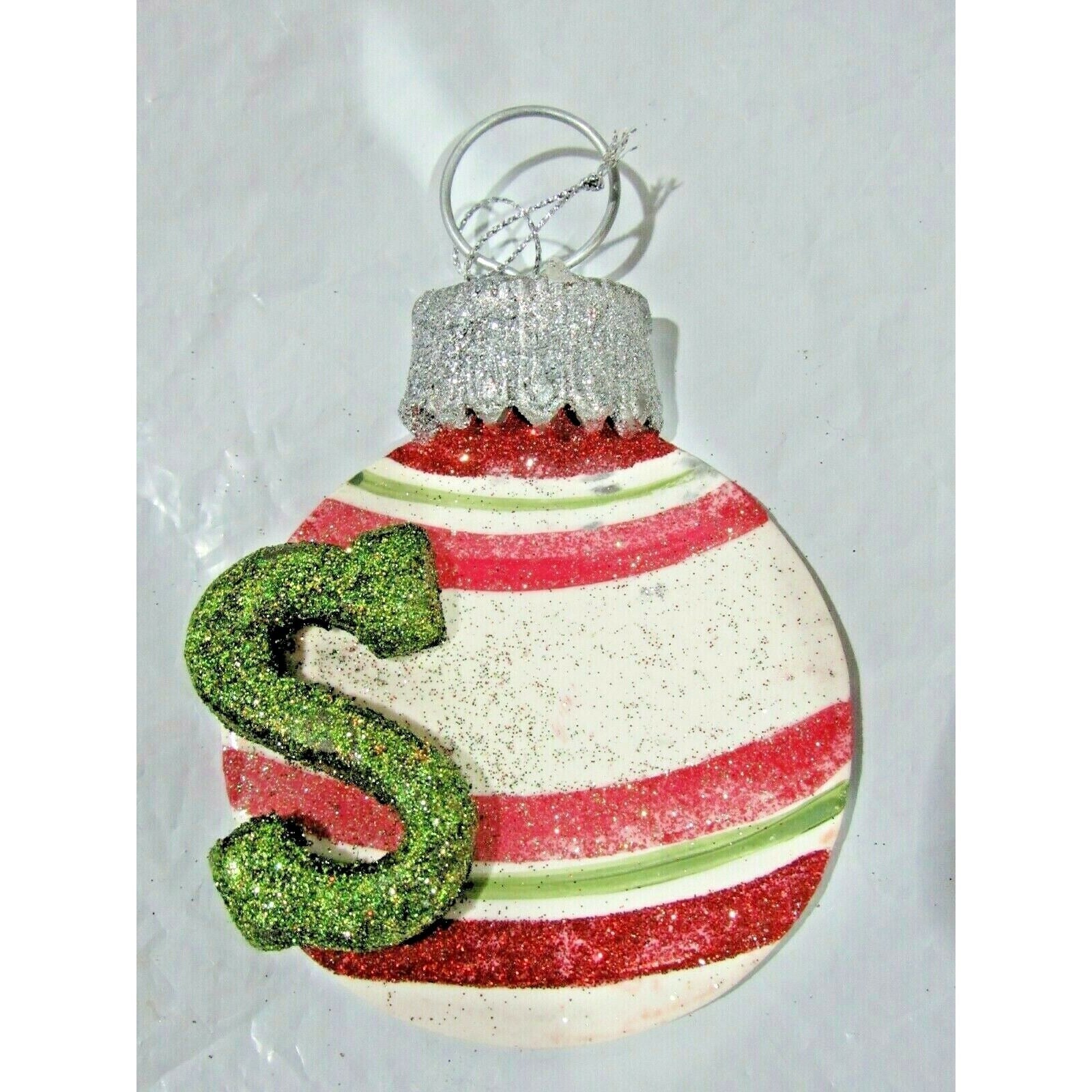 Round 3.5" Letter S Personalizable Christmas Ornament by Holly Adler