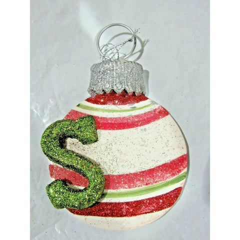 Round 3.5" Letter S Personalizable Christmas Ornament by Holly Adler