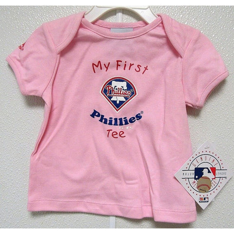 Philadelphia Phillies Infant "MY FIRST TEE" in Blue Red on  Pink 12M Majestic