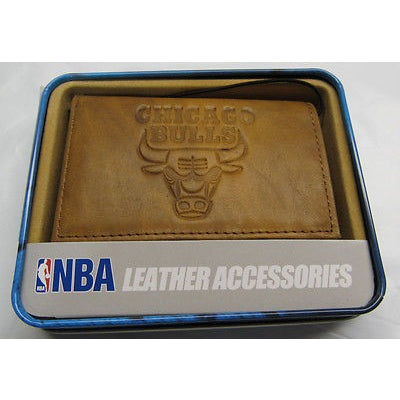 NBA Chicago Bulls Embossed TriFold Leather Wallet With Gift Box