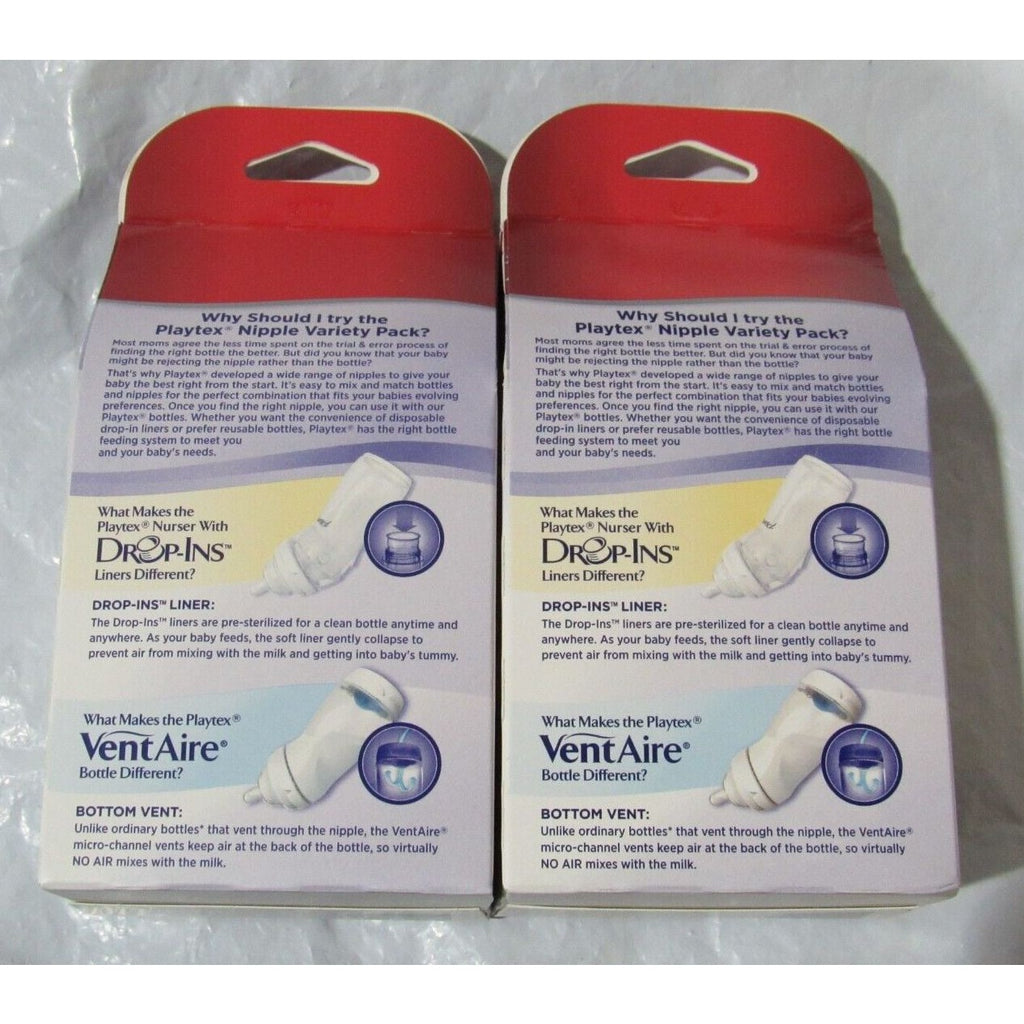 Lot of 2 Playtex Nipple Medium Flow Variety Kit 4 Count/PK