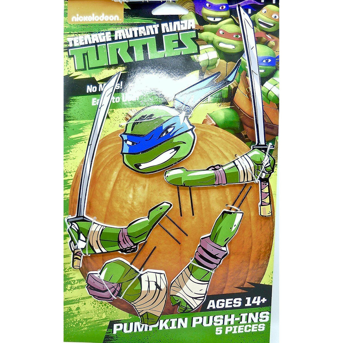 Teenage Mutant Ninja Turtles Leonardo 5 Piece Wooden Pumpkin Push In Set