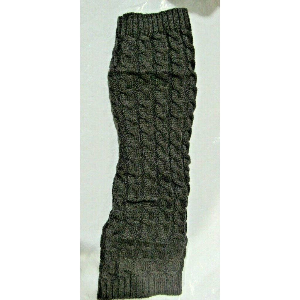 Simon Chang Dark Gray/Brown Knit Rope Pipping Knee High Leg Warmers OSFM 18"