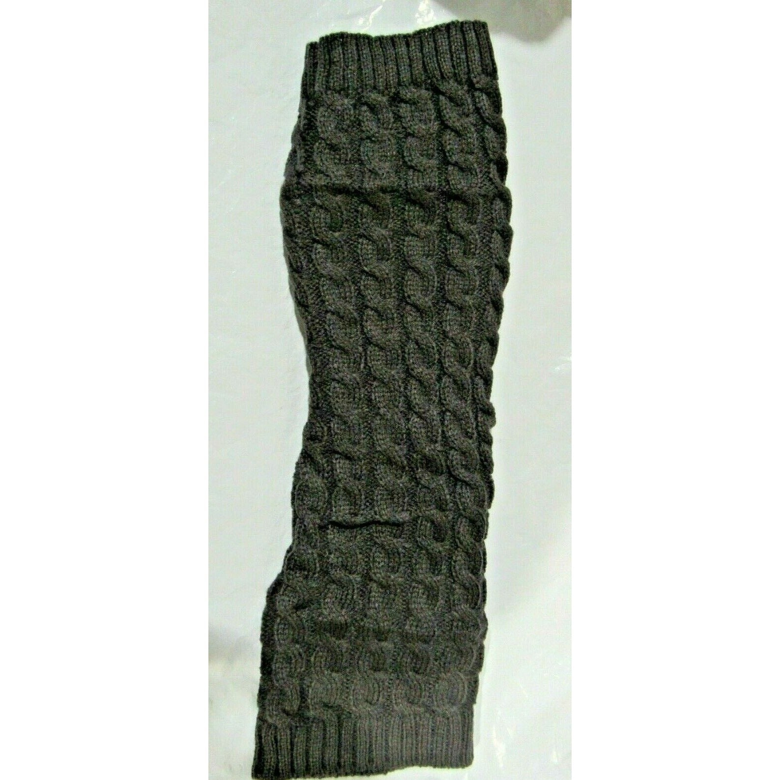 Simon Chang Dark Gray/Brown Knit Rope Pipping Knee High Leg Warmers OSFM 18"