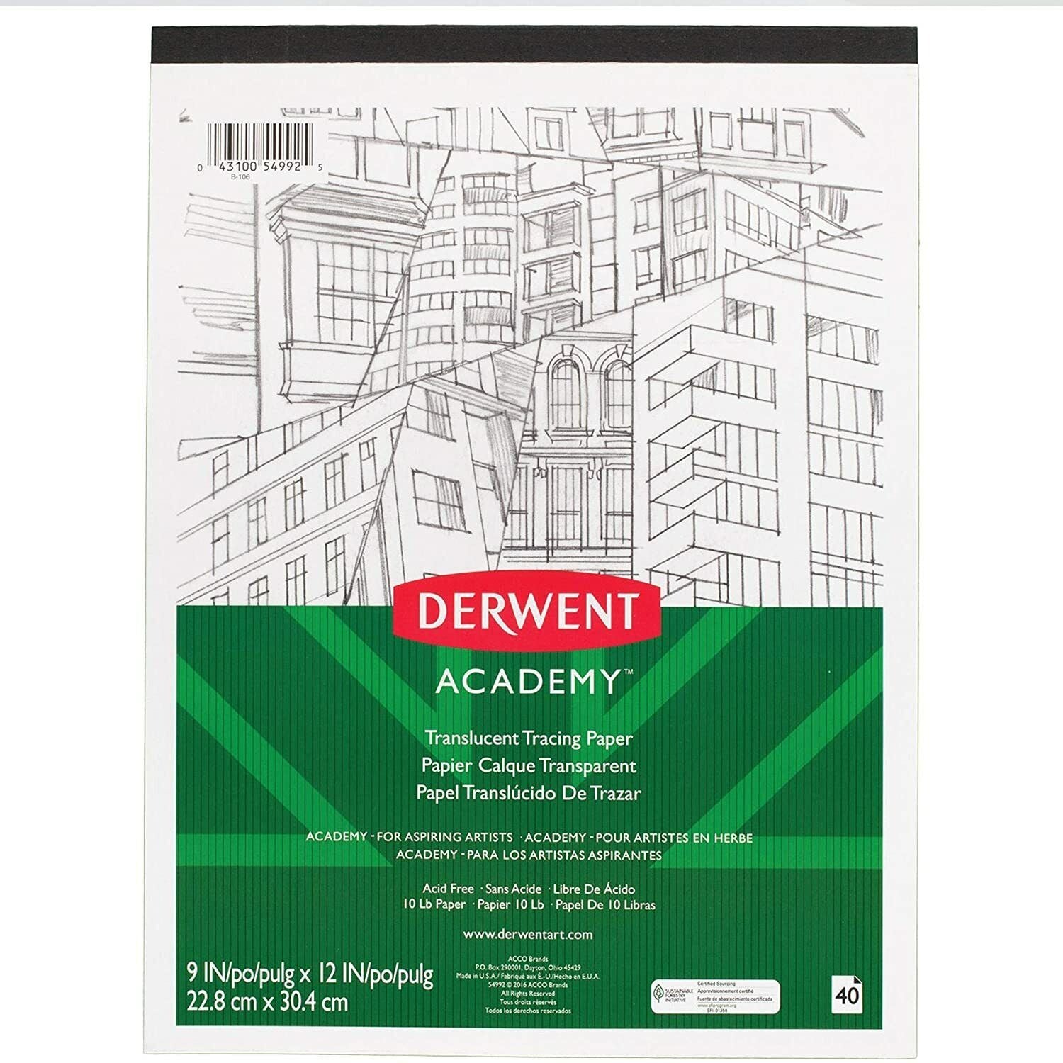 Derwent Academy Tracing Paper Pad Translucent 40 Sheets 9" x 12" (54992)