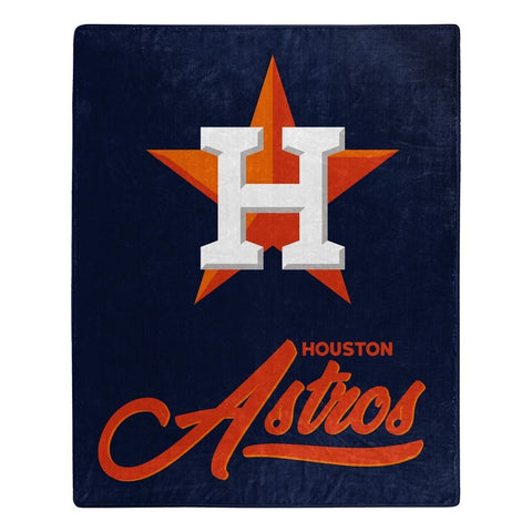 MLB Houston Astros Royal Plush Raschel Throw Blanket Signature Design 50x60