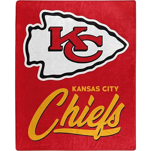 NFL Kansas City Chiefs Royal Plush Raschel 50" by 60" Blanket Design Signature