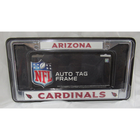 NFL Arizona Cardinals Chrome License Plate Frame Thick Red Letters
