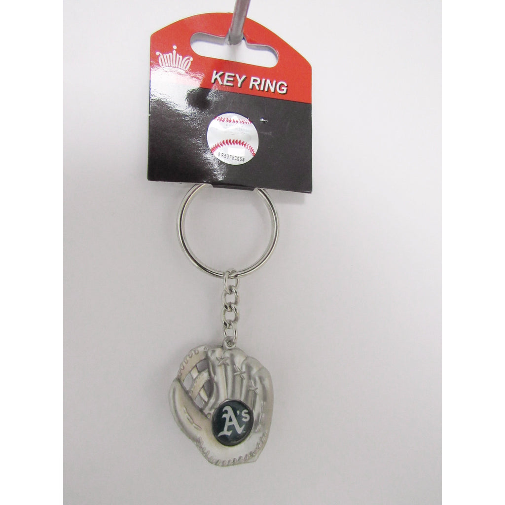 MLB Chrome Glove With Logo in Palm Key Chain Oakland Athletics AMINCO