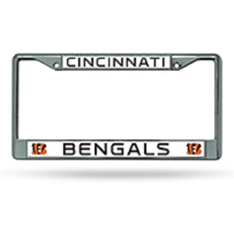 NFL Cincinnati Bengals Chrome License Plate Frame Thin Black Letters