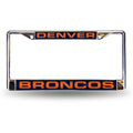 NFL Denver Broncos Laser Cut Chrome License Plate Frame