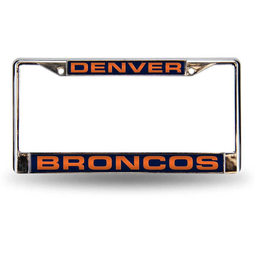 NFL Denver Broncos Laser Cut Chrome License Plate Frame