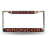 NFL Denver Broncos Laser Cut Chrome License Plate Frame