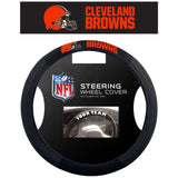 NFL Cleveland Browns Orange Letters Poly-Suede on Mesh Steering Wheel Cover Fremont Die