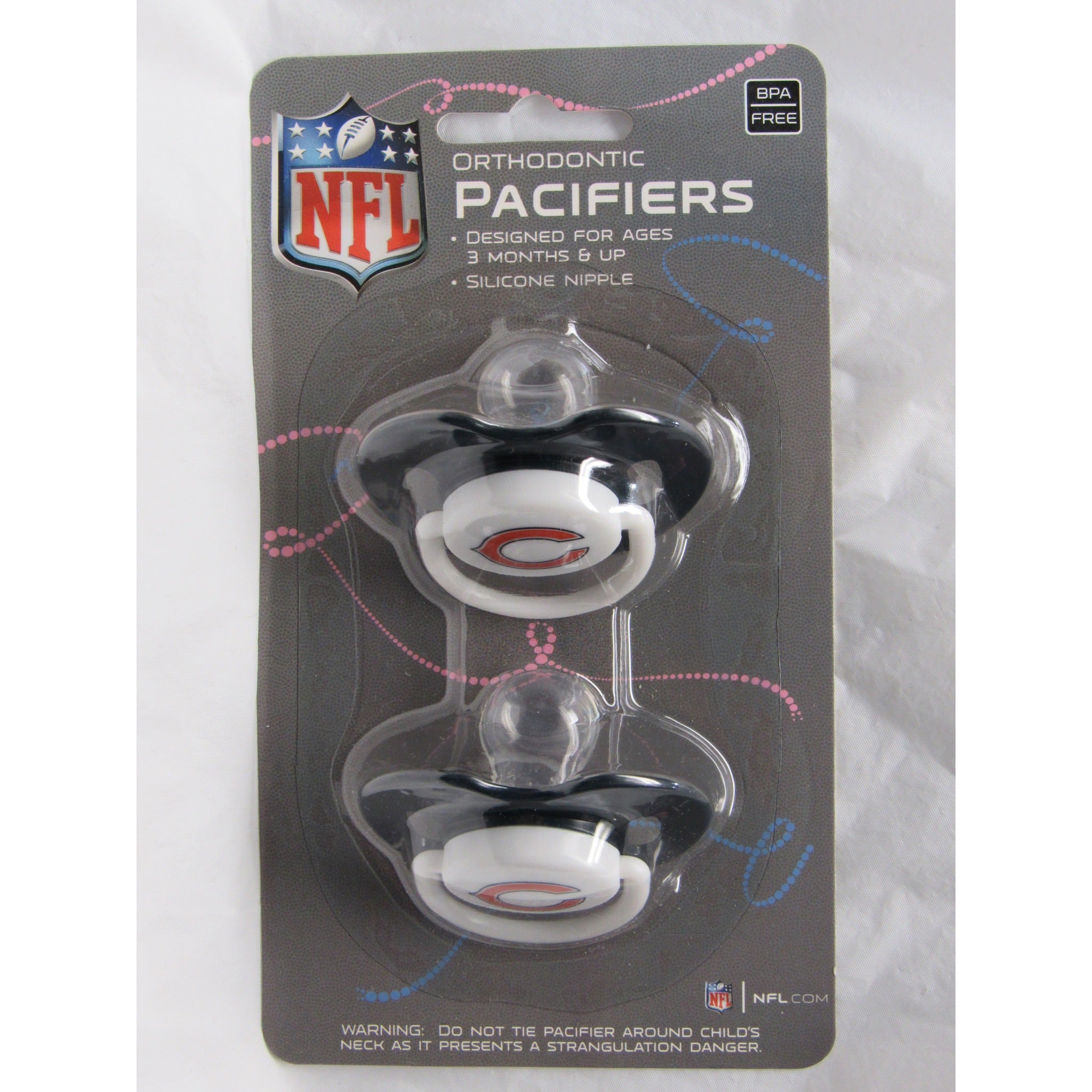 NFL Pacifiers Set of 2 Solid Color Shield w/ Holes on Card by baby fanatic