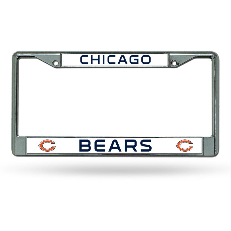 NFL Chicago Bears Chrome License Plate Frame Thin Letters