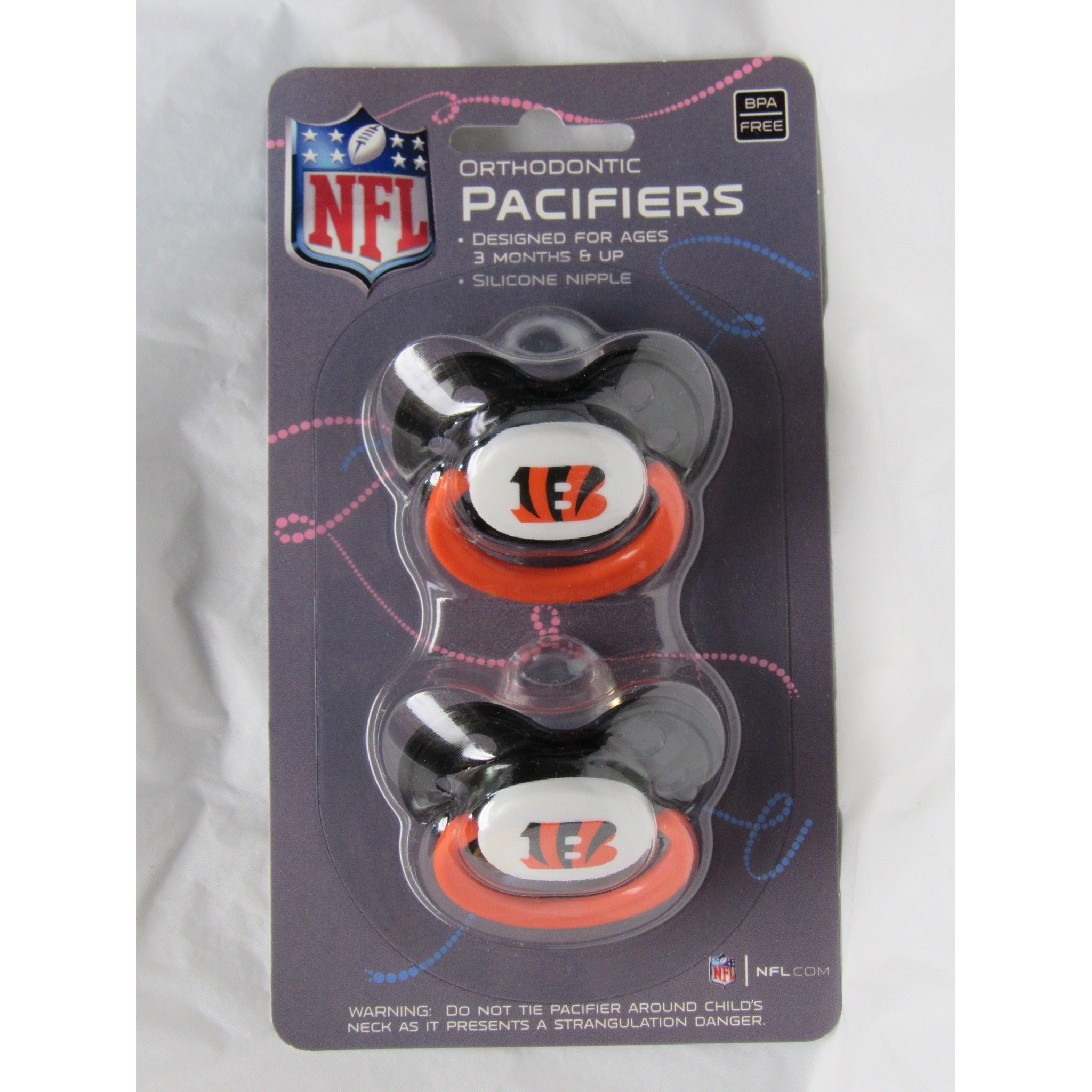 NFL Pacifiers Set of 2 Solid Color Shield w/ Holes on Card by baby fanatic