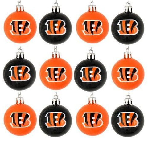 12 NFL Cincinnati Bengals Christmas Ornaments 2″ Plastic Ball Brown/Orange