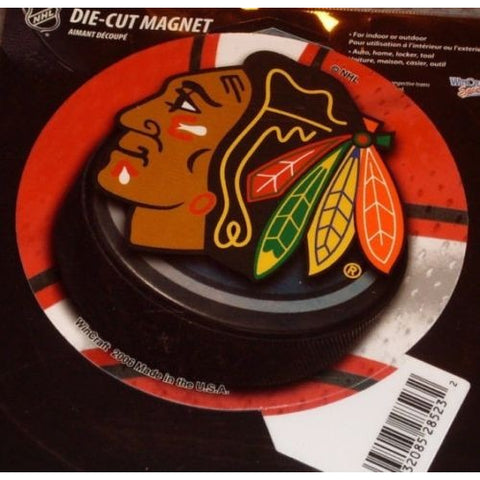 NHL Chicago Blackhawks Round Puck Style 4 inch Auto Magnet by WinCraft